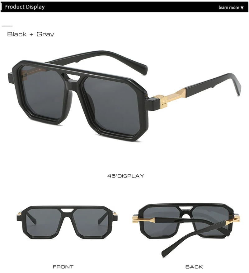 New Double Bridges Square Sunglasses Women Fashion Gradient Shades UV400 Retro Polygon Men Sun Glasses