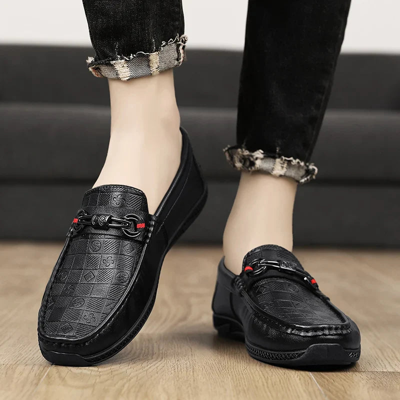 Men leather slip-on casual loafers formal moccasins soft Italian driving shoes