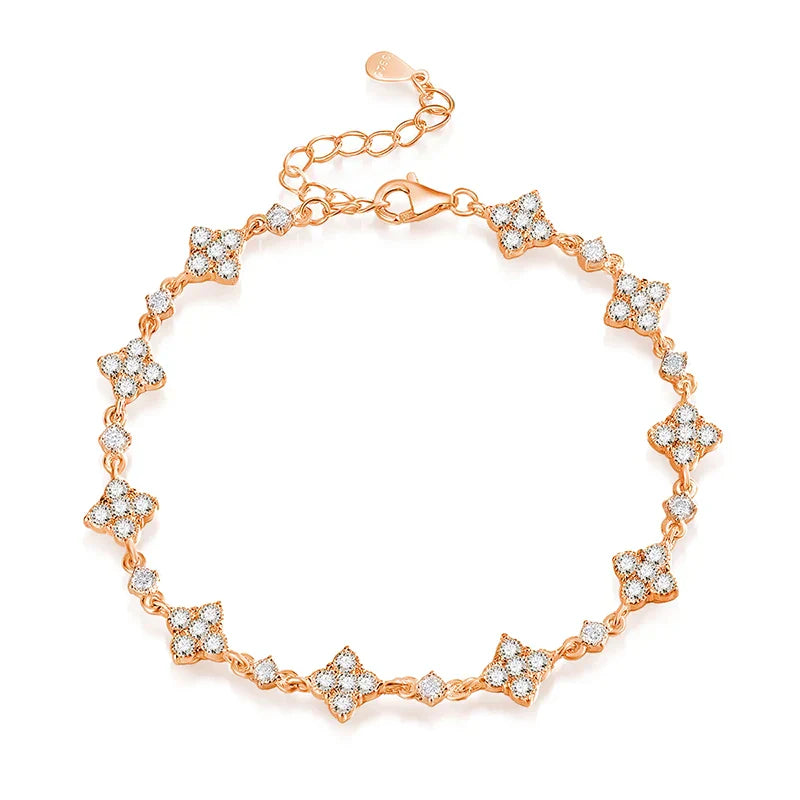 Full Diamond Moissanite Bracelets for Women Sparkling Girls Luxury Chains 100% 925 Sterling Silver Jewelry Plated 14K