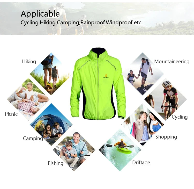 Men Windproof Water-repellent Reflective Cycling Jacket MTB Bicycle Long Sleeve Windbreaker Bike Coat Jersey