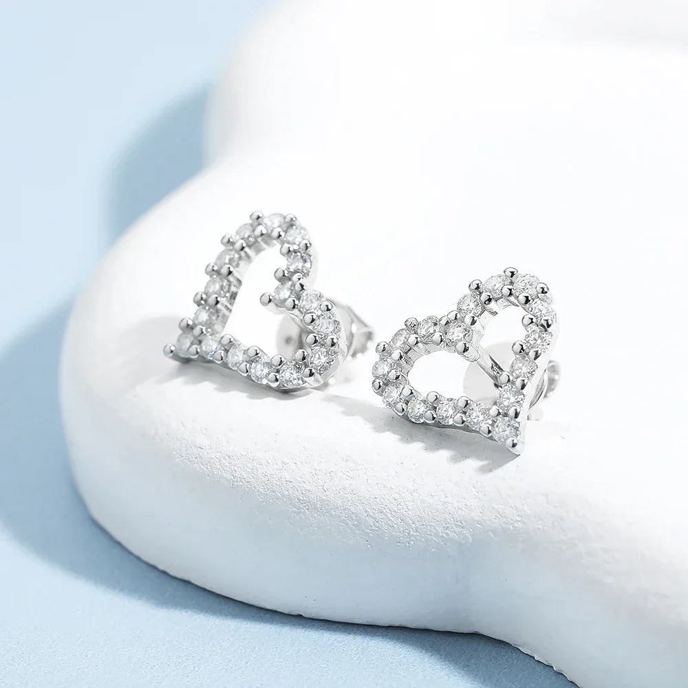 Real Moissanite Diamond Stud Earrings for Women S925 Sterling Silver White Gold Plated Earring Ear Studs Fine Jewelry Gift
