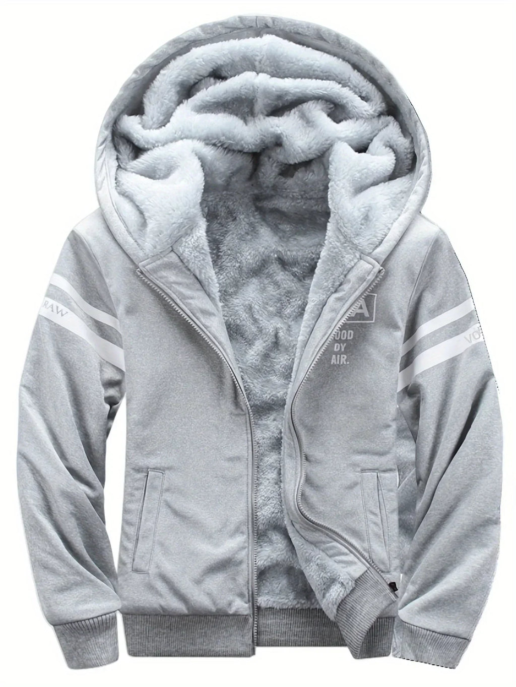 Men's autumn and winter sports and leisure suit set with fleece hoodie, men's autumn and winter thick oversized hooded jacket, t