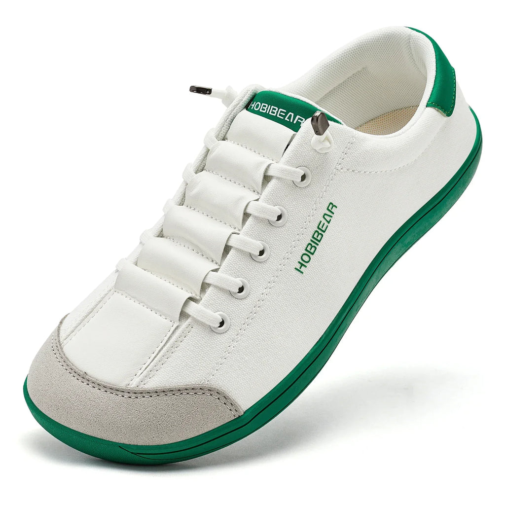 Wide Toe Barefoot Shoes for Unisex Minimalist Artificial Leather Sneakers Lightweight Adjustable Slip On Walking Shoes