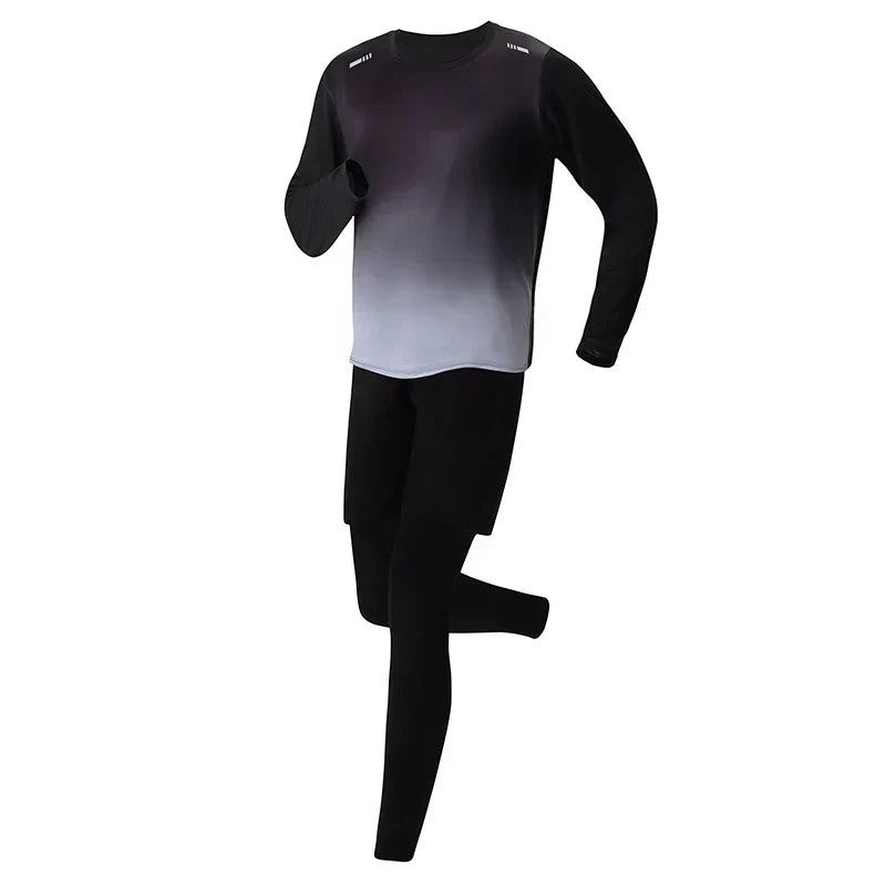 5-Piece Men's Quick-drying Sports Suit Fitness Running Tight Elastic Trousers With Cap Gradient Coat Round Neck Casual T-shirt