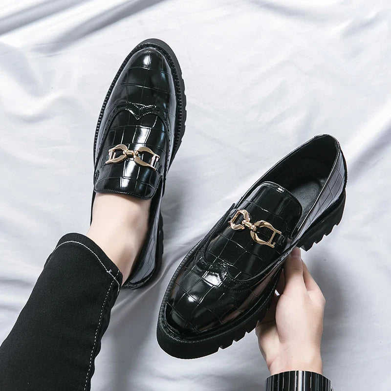 Trendy Brand Green Brogue Shoes Men's Leather Business Shoes Groom's Wedding Men's Loafers British Style Dress Shoes Men