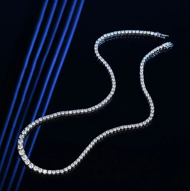 3 Claw 0.4CT 4.5mm Gradient Full D Color Moissanite Diamond Tennis Necklace for Women 925 Silver GRA Certified Neck Chain