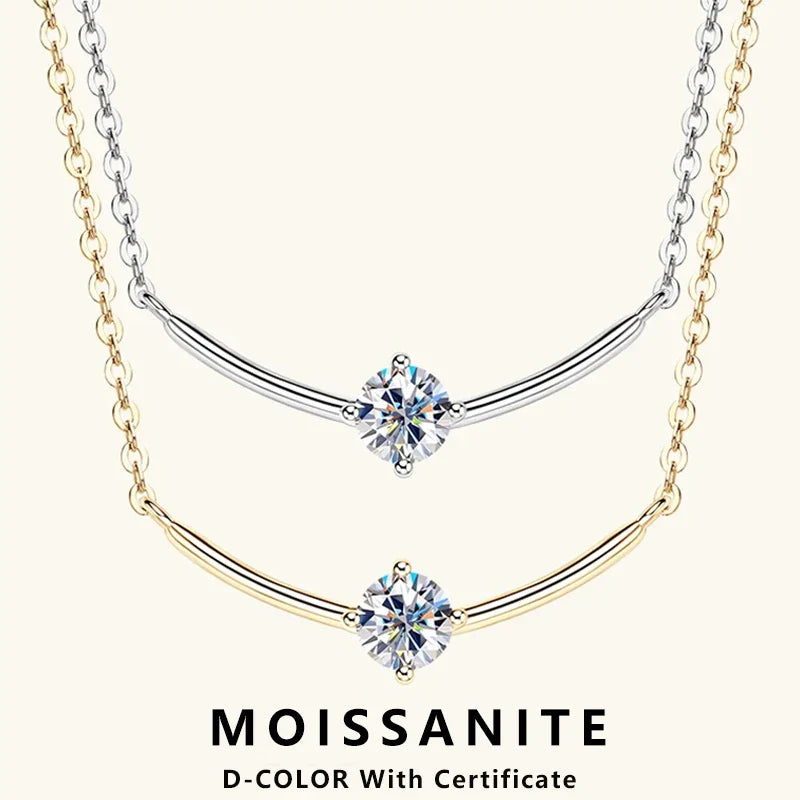 Minimalist Choker Necklace For Women 925 Sterling Silver 5mm 0.5ct Moissanite Pendant Necklace Delicate Daily Jewelry Gift