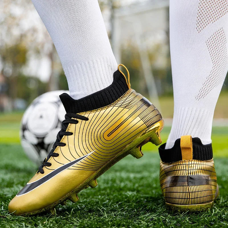 Professional Men Ankle Football Boots Outdoor Grass Cleats Unisex Soccer Shoes Long Spikes Tf Football Shoes Chuteira Society