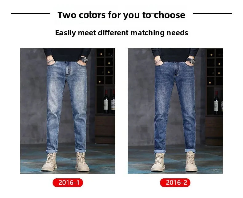 New Autumn/Winter 2026 Young Men Slim Stretch Jeans Straight Men High Waist Young Men Fashion Men's Trousers Jeans Pants