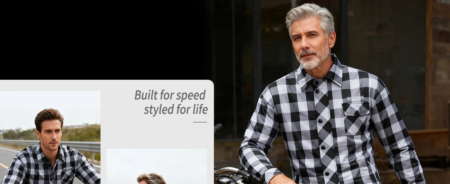 Men's Women's Winter Motorcycle Jacket Warm Motocross Motorbike Checkered Casual Outdoor Riding Shirts