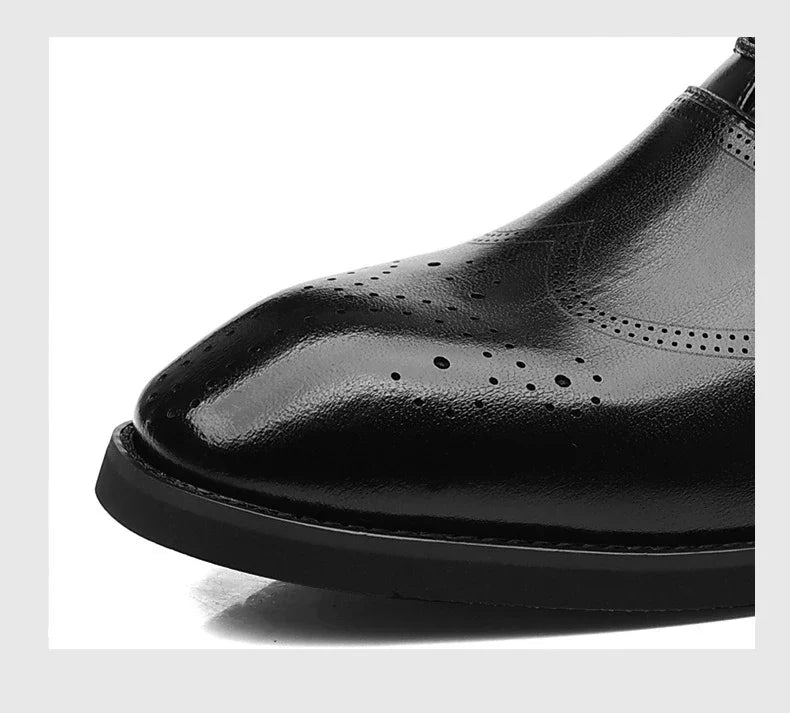 Solid Color New Dress Shoes for Men Lace Designer Fashion Wedding Derby Shoes Male Spring Autumn Business Casual Shoe Man