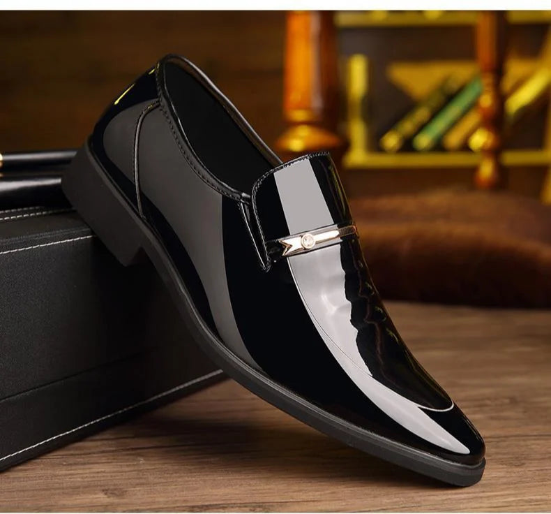 Patent Leather Men's Formal Shoes Casual Business Social Shoe Male Bright Upper Spring Autumn Cheap Clearance Not 2025 Style New