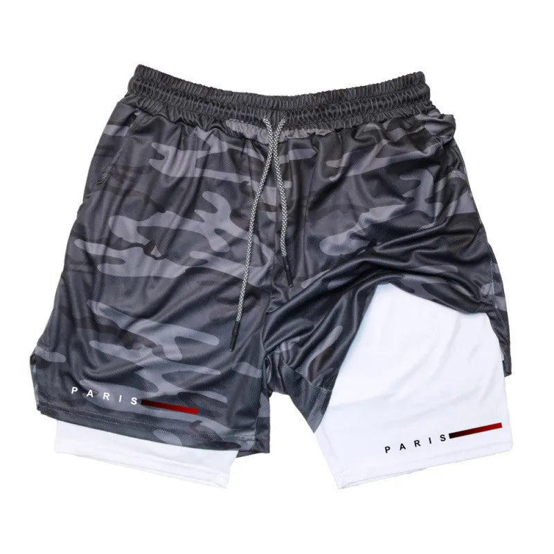 Men Running Shorts 2 in 1 Double-deck Sport Shorts Sportswear Gym Fitness Short Pants Training Jogging Bottom Men's Clothing