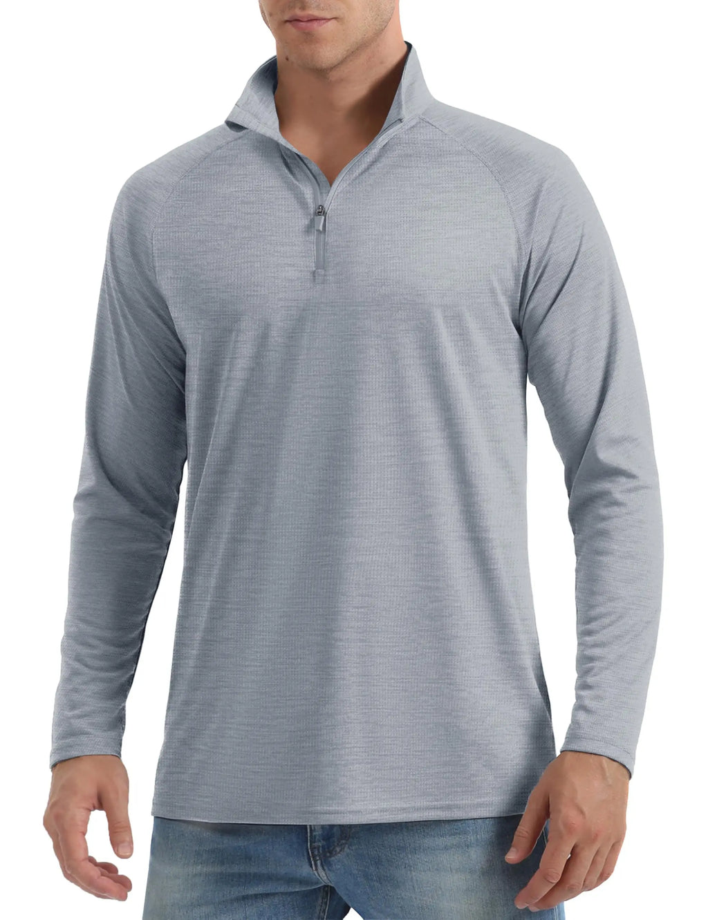 Sun Protection Long Sleeve Shirts Men's 1/4 Zip Up UPF 50+ Rash Guard Lightweight Quick Dry Fishing Running T-Shirts