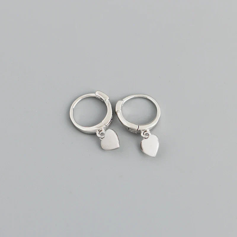 925 Sterling Silver INS Minimalism Sweet Love Heart CZ Zircon Hoop Earrings For Women Girl Small Ear Buckle Jewelry Gift