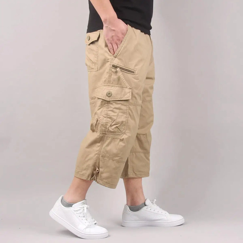 Men's Cargo Shorts Summer Loose Casual Pants Elastic Waist Large Size Outdoor Jogging Sweatpants Trend Multi Pockets