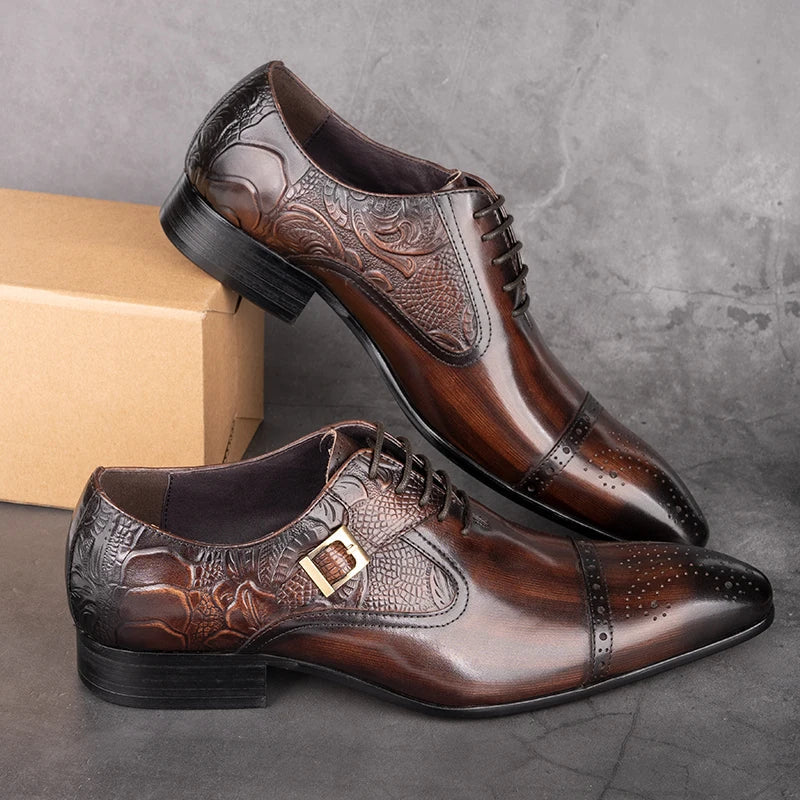 Men’s Classic Leather Dress Shoes – Formal Oxford Style for Office & Events (Black, Brown)