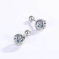 1CT 6.5MM Bubbles Screw Moissanite Stud Earrings for Women Sparkling Wedding 925 Sterling Silver Rose Gold Color Earring