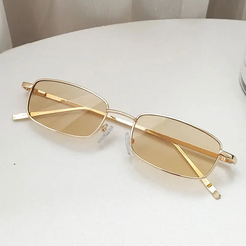 Fashion Small Rectangle Sunglasses Men Women Vintage Square Driving Sun Glasses Luxury Brand Metal Frame Eyewear