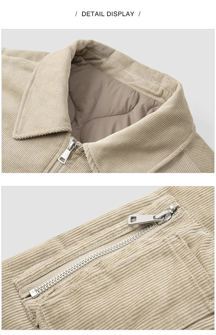 Cotton Jacket Men Corduroy Texture 2024 Winter New Pilot Jacket Thick Oversize Cotton Jacket