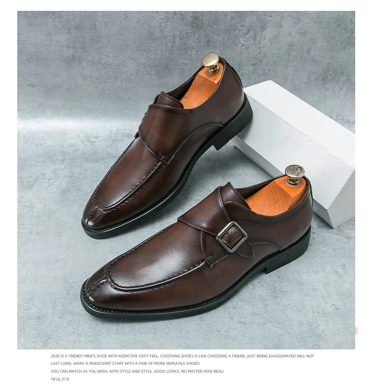 Men's business casual leather shoes cowhide retro round head British leather shoes men's leather big head men's shoes tide
