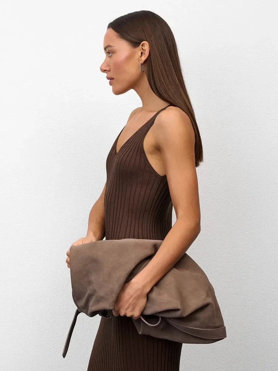 Bornladies Women's Sleeveless Knitted Dress Strap Summer Fashion Wide Shoulder Inner Long Skirt Slim Fit Casual Dresses