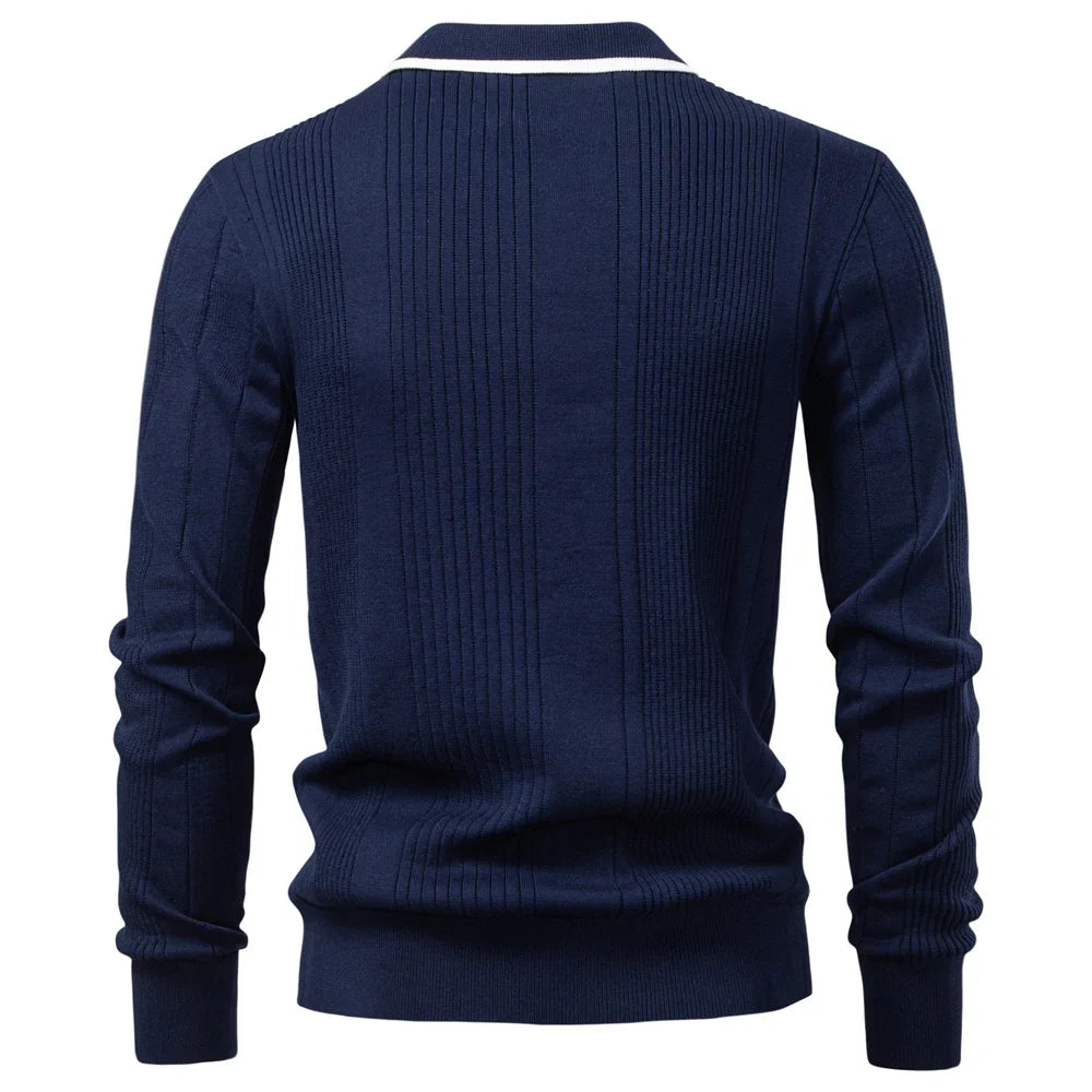 New Top Button Down Polo Shirt Men Solid Color Long Sleeve Fall Winter Luxury Warm Touch Business Casual Mens Sweatershirt