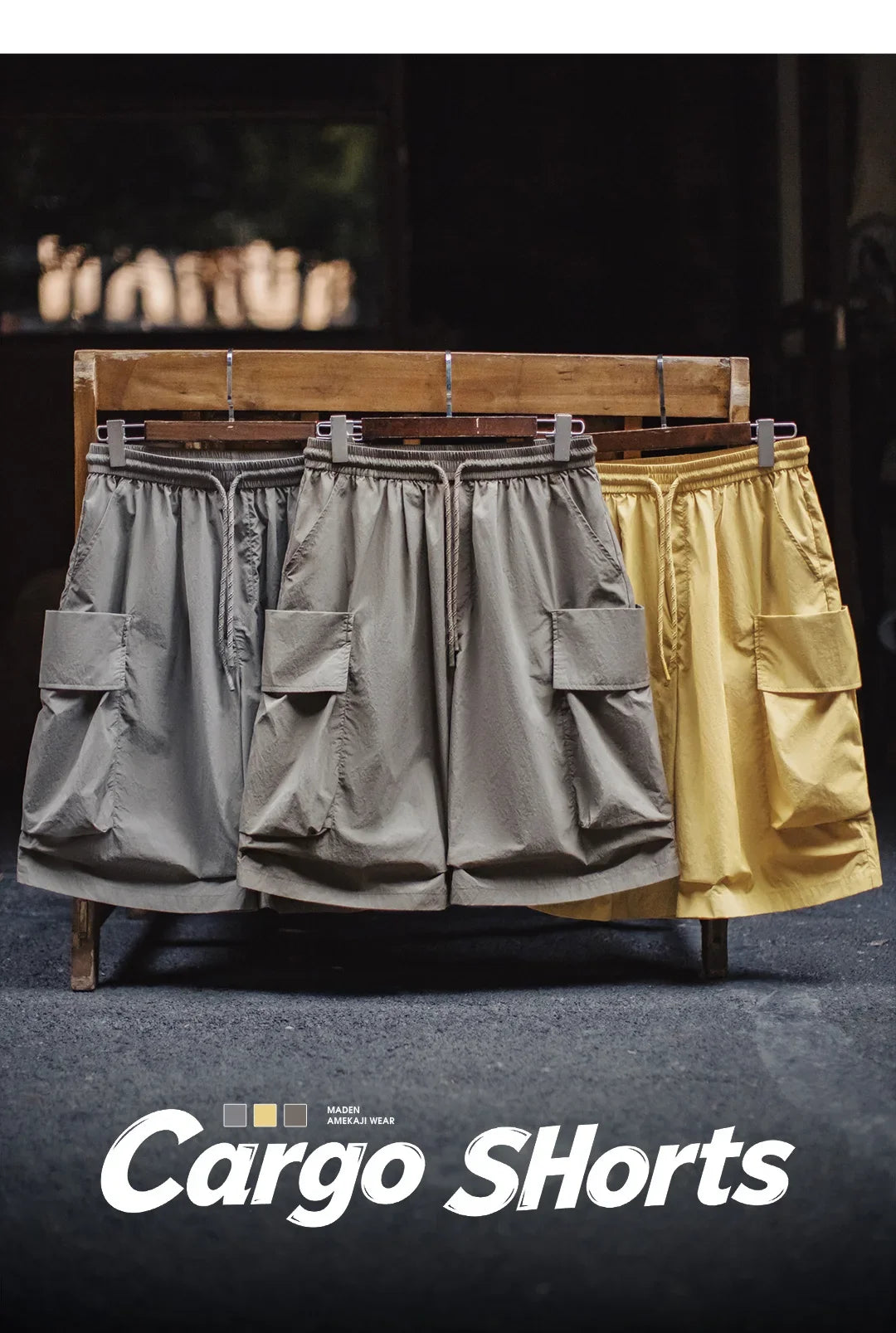 2026 New American Retro Mountain Lightweight A-line Shorts Men Big Pocket Functional Straight Leg Summer Pants Cargo Pants