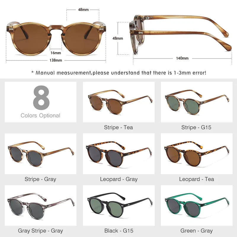 Retro Round Polarized Sunglasses Women Men Classic Leopard Frame Driving Shades Vintage Sun Glasses Unisex UV400 Gafas De Sol
