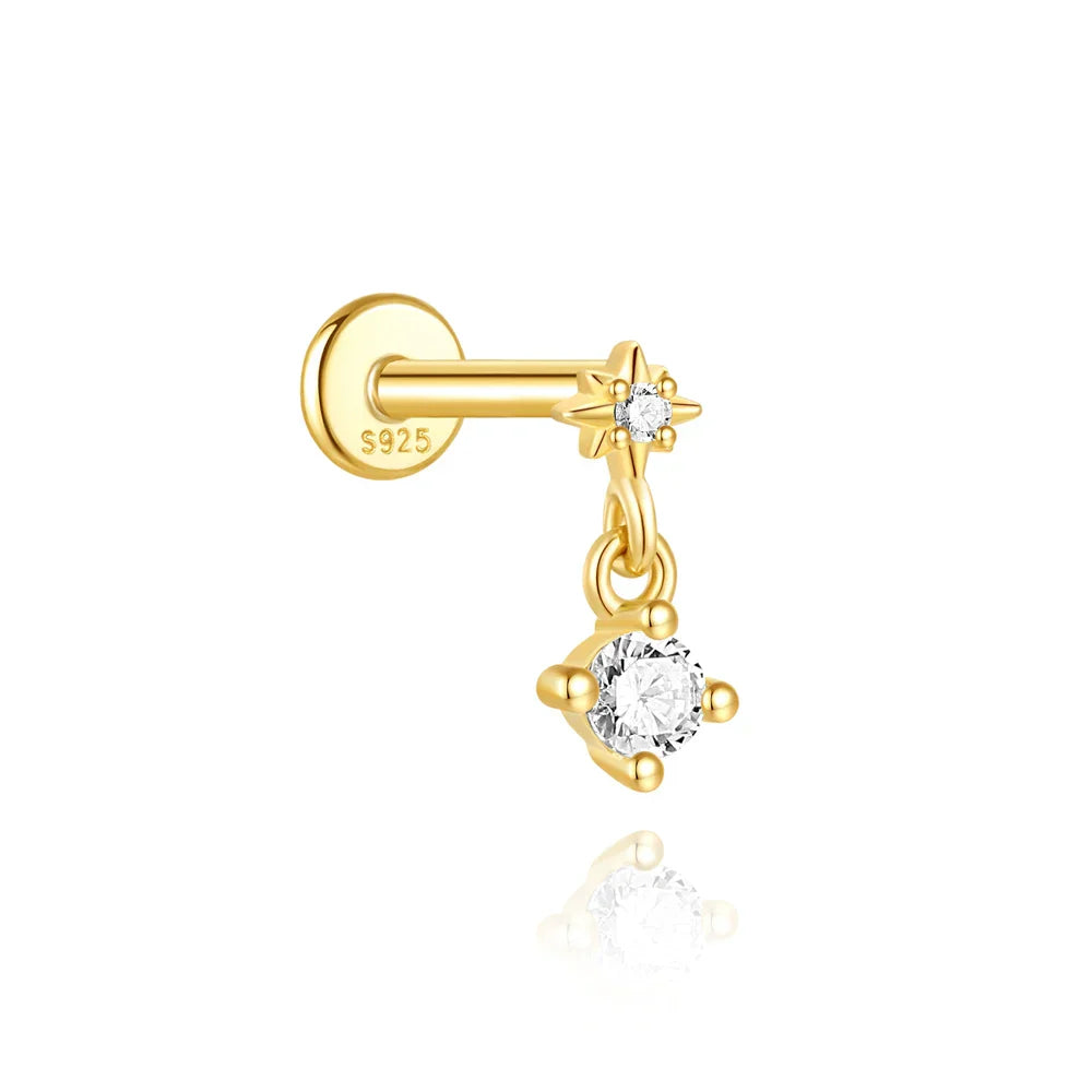Heart Round Ball Flat Helix Piercing Earring 925 Sterling Silver Ear Studs Geometric Zircon Exquisite Trinket Studs Aretes