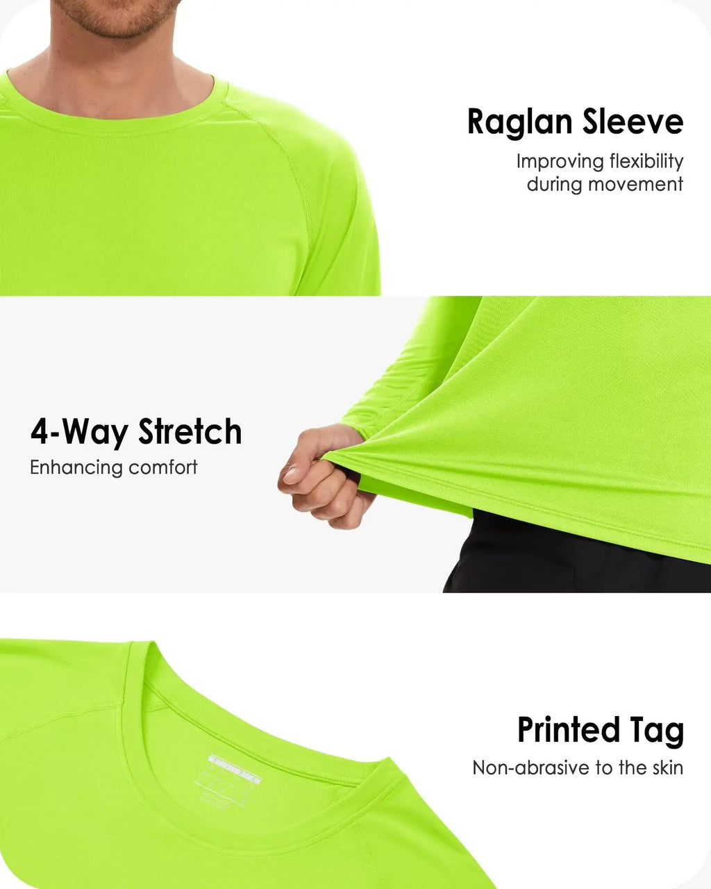 UPF 50+ Sun Protection T-shirts Men's Quick Dry Long Sleeve Athlectic T Shirts Performance Sports T-shirts Tee Tops