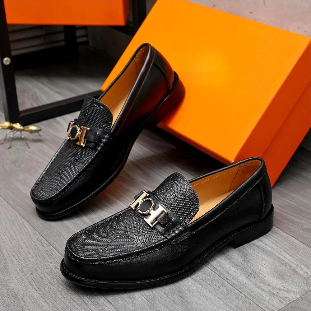 Men’s casual leather moccasin shoes soft leather slip-on business casual brown