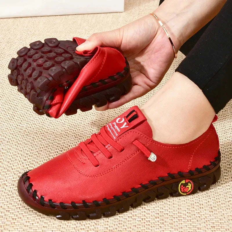 أحذية رياضية نسائية جلدية كاجوال مسطحة ومريحة سهلة الارتداء "Zapatillas De Mujer"