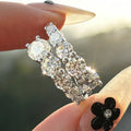 Full Moissanite Ring For Women S925 Silver D VVS 10 Gems Lab Diamond Adjustable Open Wedding Ring Band Fine Jewelry Gifts