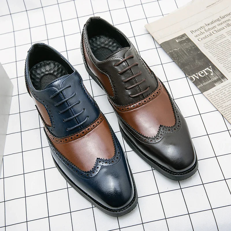 Italy High Quality Pointed Fashion Oxford Shoes Lace Up Men's Shoes Pointed Style Luxury Moccasin Casual Luxury Leather Shoes