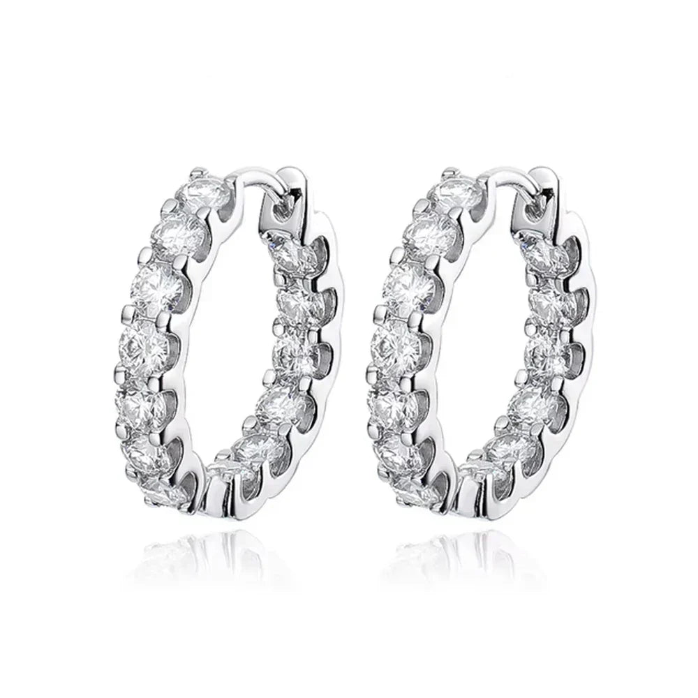 2.6ct D Color Moissanite Earring 925 Sterling Sliver Plated White Gold Hoop Earring for Women Wedding Party Jewelry