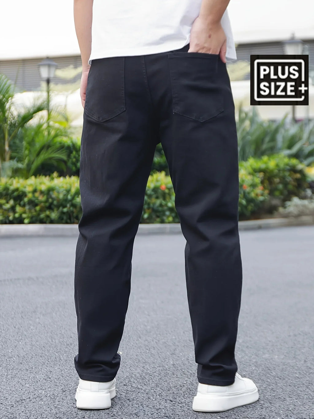 Men's Casual Basics Solid Black Slim Fit Jeans Stretch Elastane Men's Spring Trousers Simple and Versatile Men's Pants