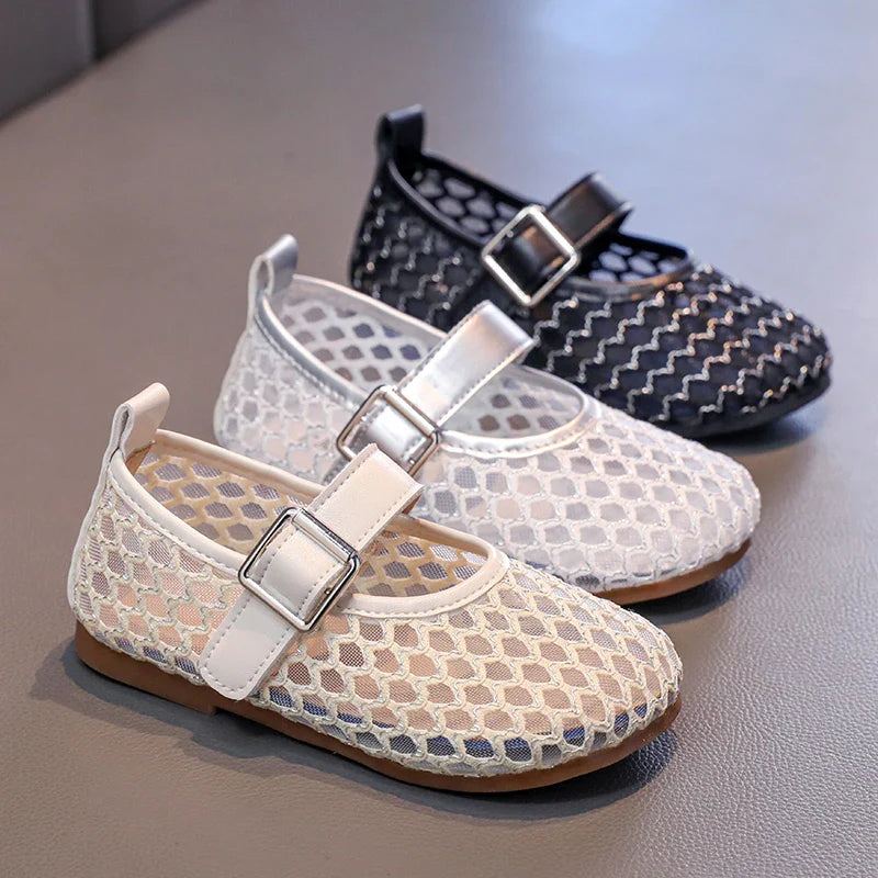 2025 New Children's Flats Summer Breathable Princess Shoes for Girls Simple Fashion Kids Causal Shoes Soft Soled Trend Versatile