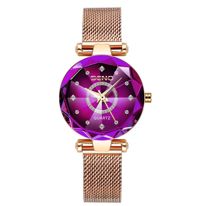 Ocean Star Women Crystal Watch 2025 Top Brand Luxury Rose Gold Women Bracelet Watch For Ladies Wrist Watch Relogio Feminino