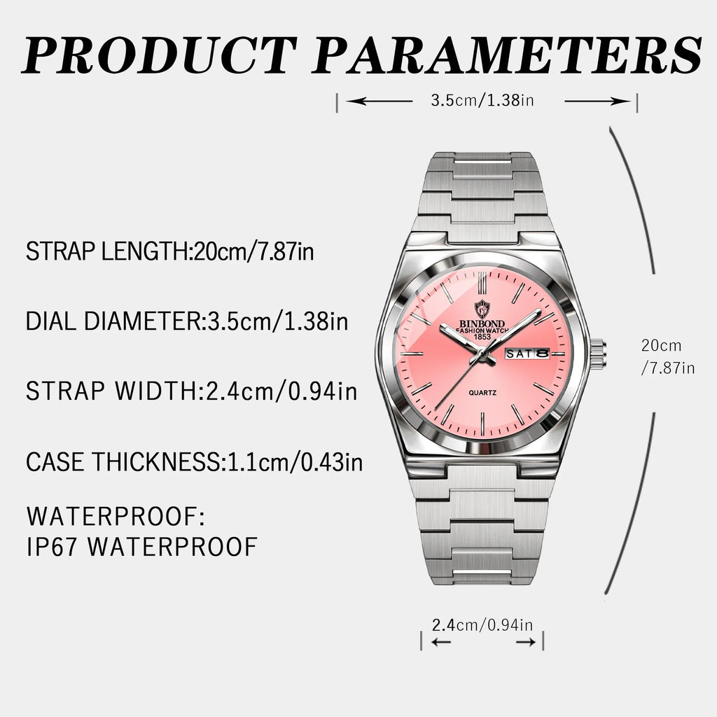 103 Business Women's Quartz Watch Waterproof Double Calendar Night Light Non Mechanical Ultra Thin Women's Quartz Watch