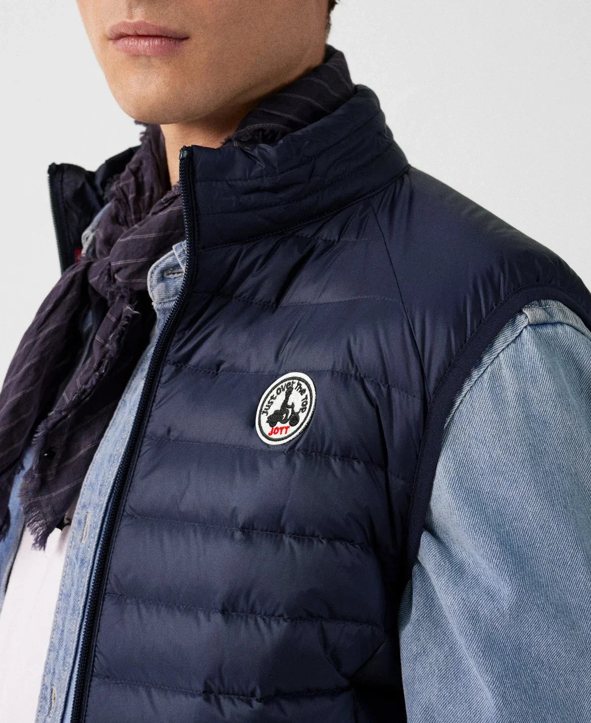 Spring Autumn Men Women With Embroidery Zipper Sleeveless Vest Front Light Thin Hooded Down Long sleeves Jacket Warm Windproof