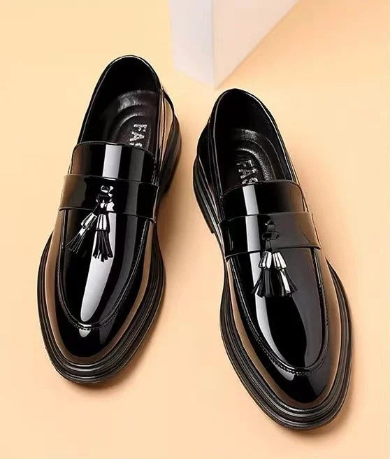 Black Social Shoe for Men Casual Business Patent Leather Bright Upper Dress Shoes Man New Low Price 39 Suit Cheap Liquidation