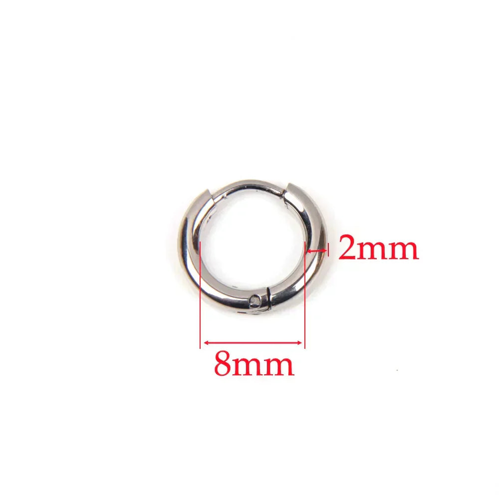 10pcs 316L Stainless Steel Hoop Earrings Women Men Punk Hiphop Circular Ear Buckle Ring Jewelry Gold Color Accessories Wholesale