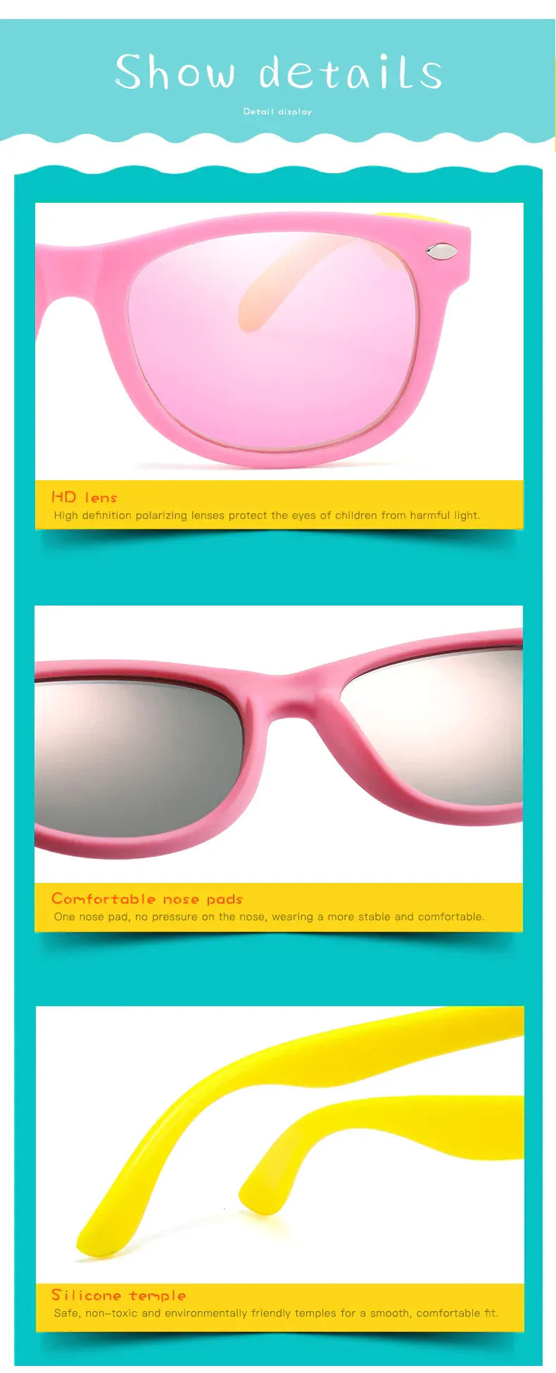 Classic Kids Silicone Sunglasses UV400 Eyewear for Boys Girls TR90 Goggles Children Sunglasses UV Protection Kids Eyewear