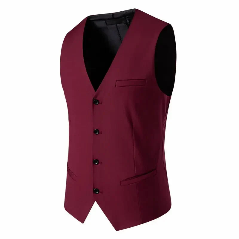 Suit Men's (Blazer+ Vest + Trousers) Fashionable Business Solid-color Wedding British-style Workwear, Casual Performance Suit