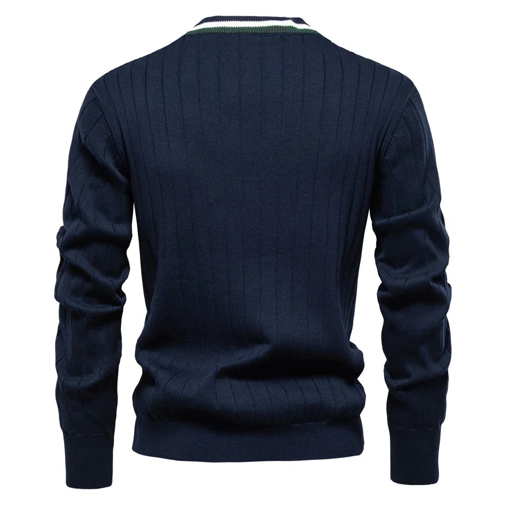 Brand Men's Cotton Cardigan Sweater V Neck Button-up Casual Youth Knit Sweaters for Men