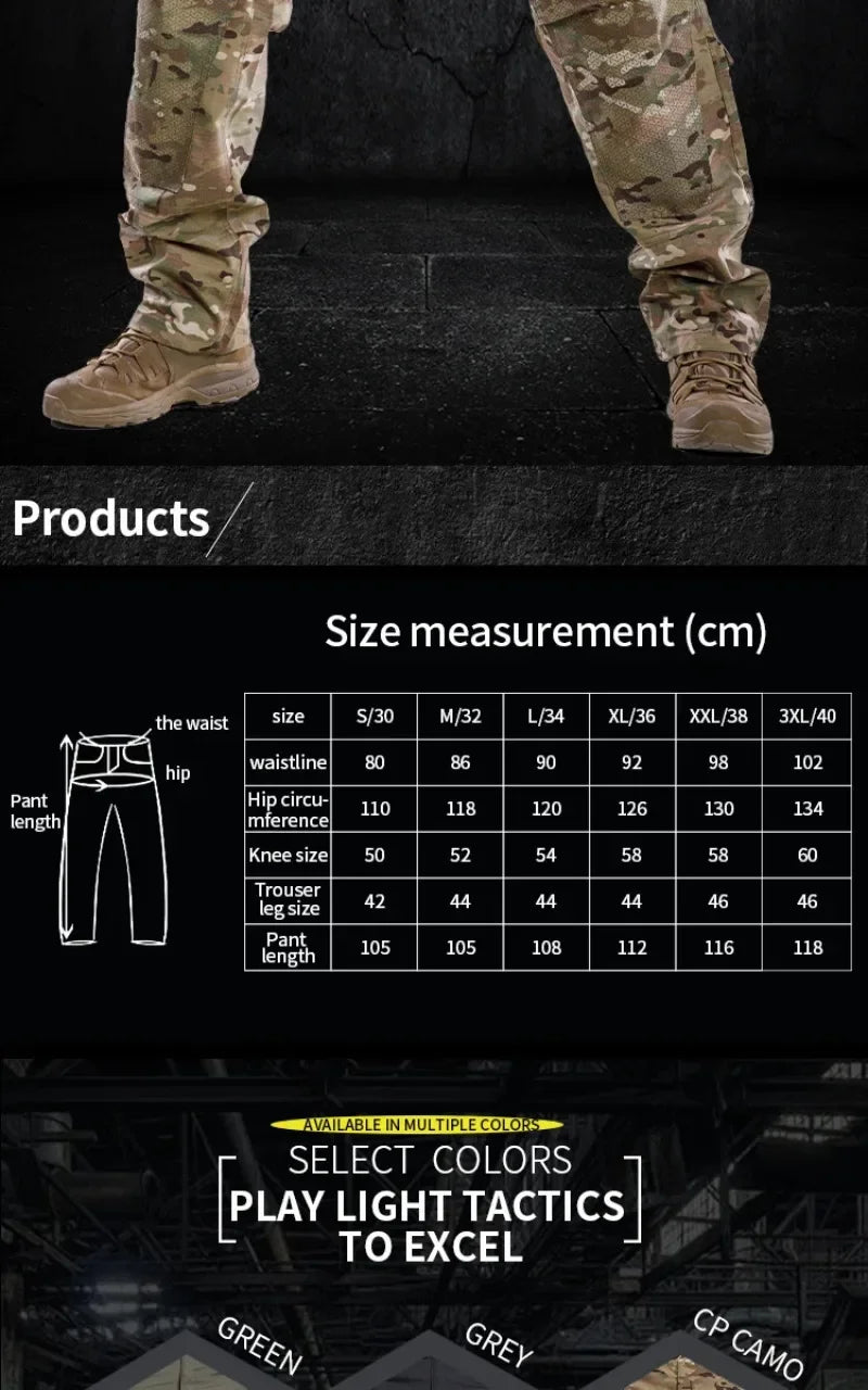 Men Tactical Pants Quick Drying Multi-Pocket Cargo Pants Military Tactical Men Trouser Wear-Resistant Work Waterproof Pant Loose
