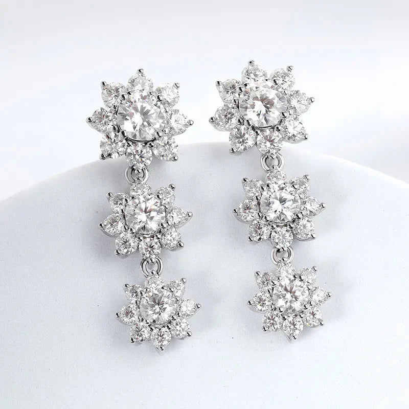 Full Moissanite Jewelry Set 925 Sterling Silver Sunflower Necklace Bracelet Earring Sets For Women Fine Jewelry GRA Tested