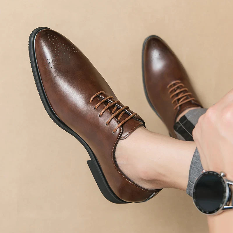 Men's Genuine Leather Dress Shoes Classic Oxford Soft Comfortable Lining Non-Slip Rubber Sole Business Office Formal Occasions