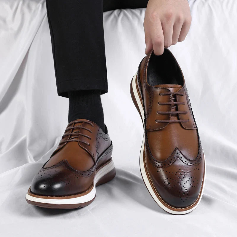 High End British Style Office Business Dress Shoes Men's Casual Leather Thick Soled Simple Walking Shoes Fashion Oxford Shoes
